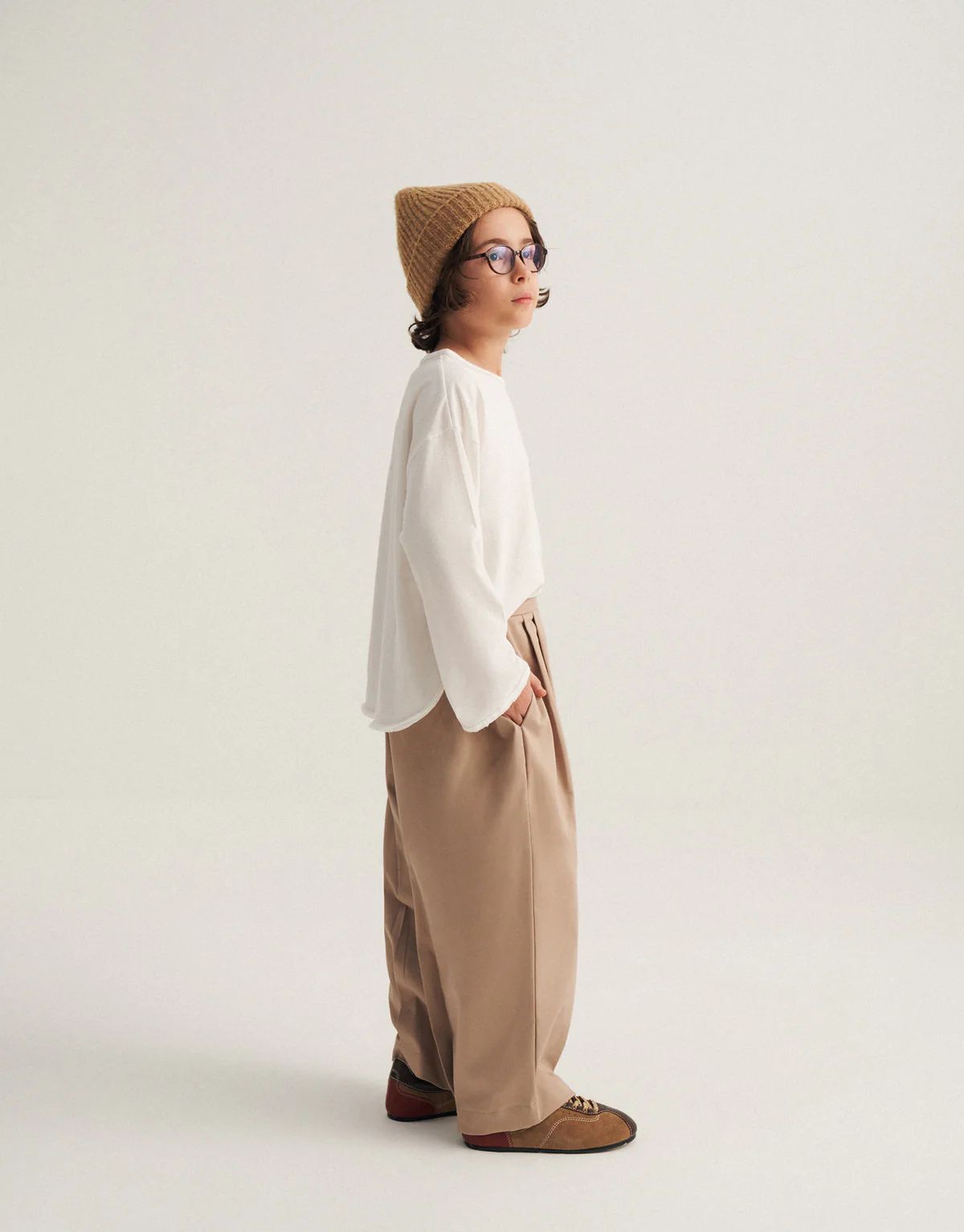 Sand Beige Carrot-fit trousers